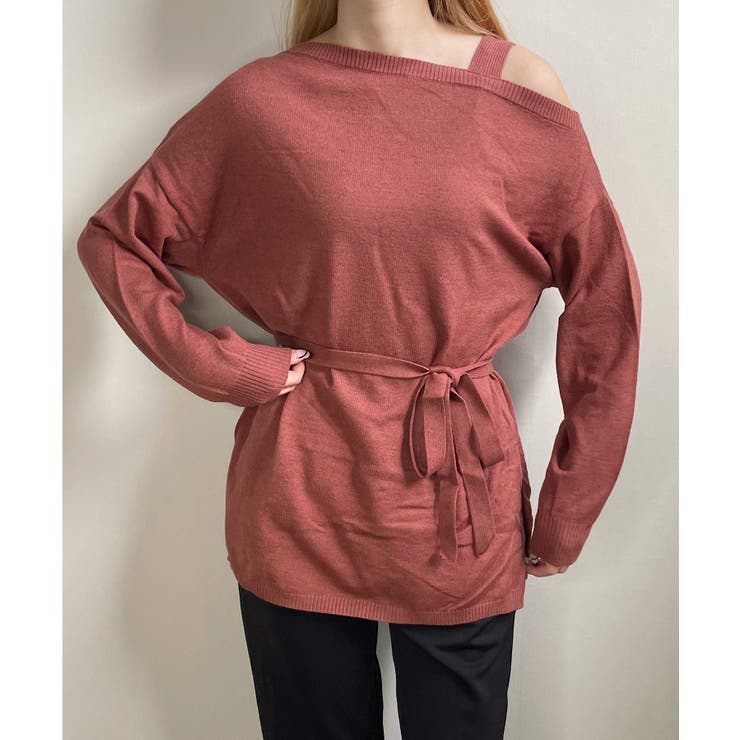 ブラック | 冬新作 ワンショルドッキングチュニック トップス | LOVERS