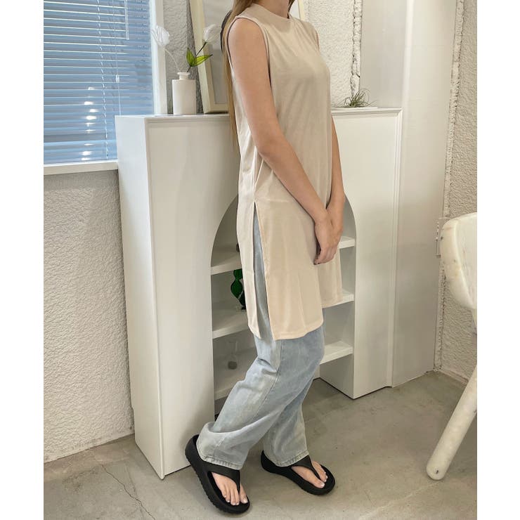 冬新作 ベルト付き細リブスリットチュニック シンプル | LOVERS | 詳細画像5 