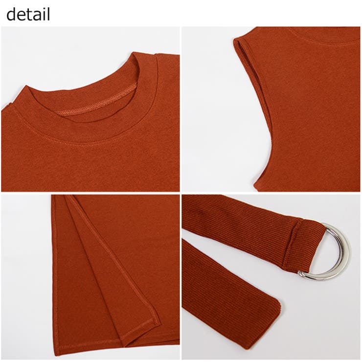 冬新作 ベルト付き細リブスリットチュニック シンプル | LOVERS | 詳細画像32 