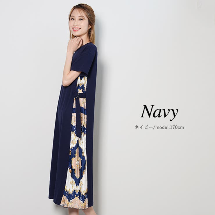 夏新作 スカーフ柄サイドプリーツワンピ Ma 品番 Jp Lovers ラバーズ のレディースファッション通販 Shoplist ショップリスト