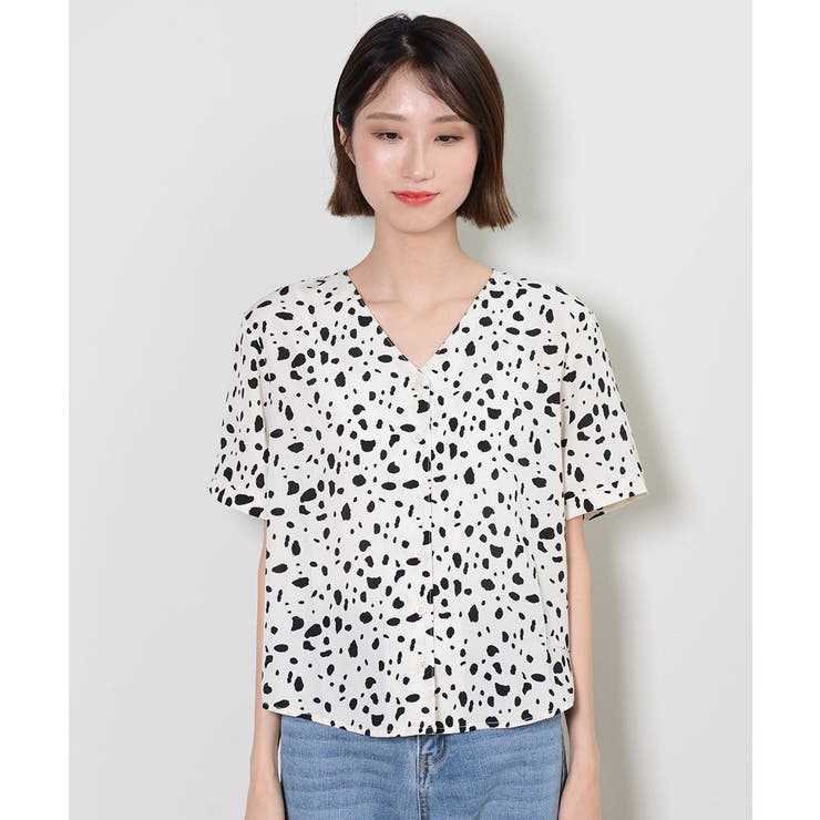 ☆マルニ☆ ダルメシアン柄リボン付き長袖シャツ 新品 Amazon.co.jp