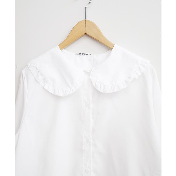 ★美品★yori フリル衿ビックTee ホワイト 春新作 フリル襟 ビックカラー[品番：JP000006424]｜LOVERS