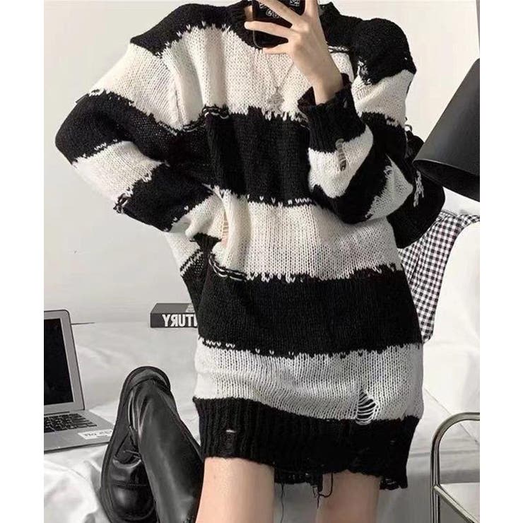 冬新作 ダメージ加工 ボーダー | LOVERS | 詳細画像2 