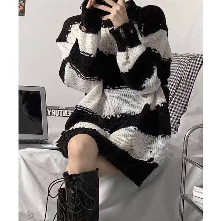 冬新作 ダメージ加工 ボーダー | LOVERS | 詳細画像3 