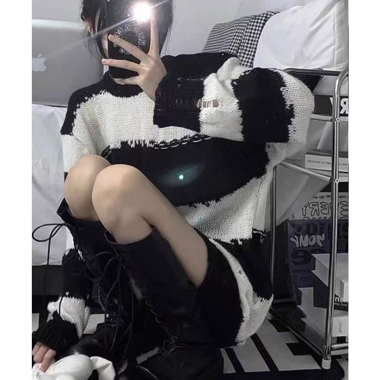 冬新作 ダメージ加工 ボーダー | LOVERS | 詳細画像4 