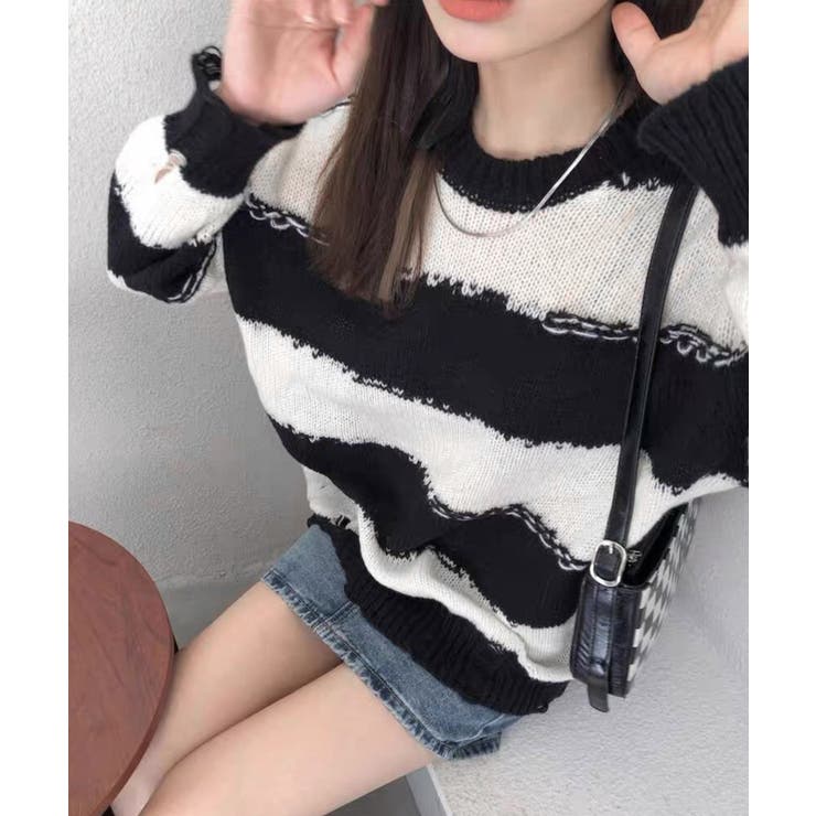 冬新作 ダメージ加工 ボーダー | LOVERS | 詳細画像5 