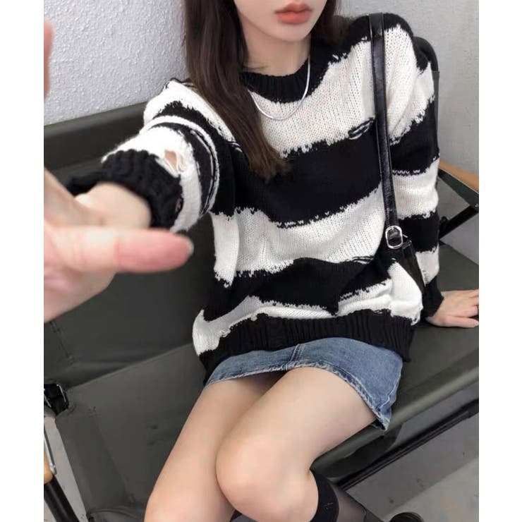 冬新作 ダメージ加工 ボーダー | LOVERS | 詳細画像7 