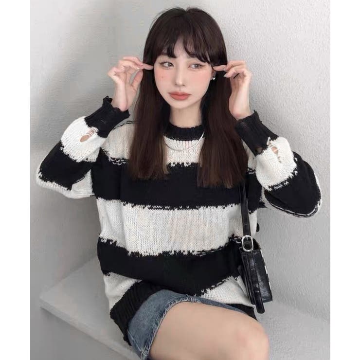 冬新作 ダメージ加工 ボーダー | LOVERS | 詳細画像8 