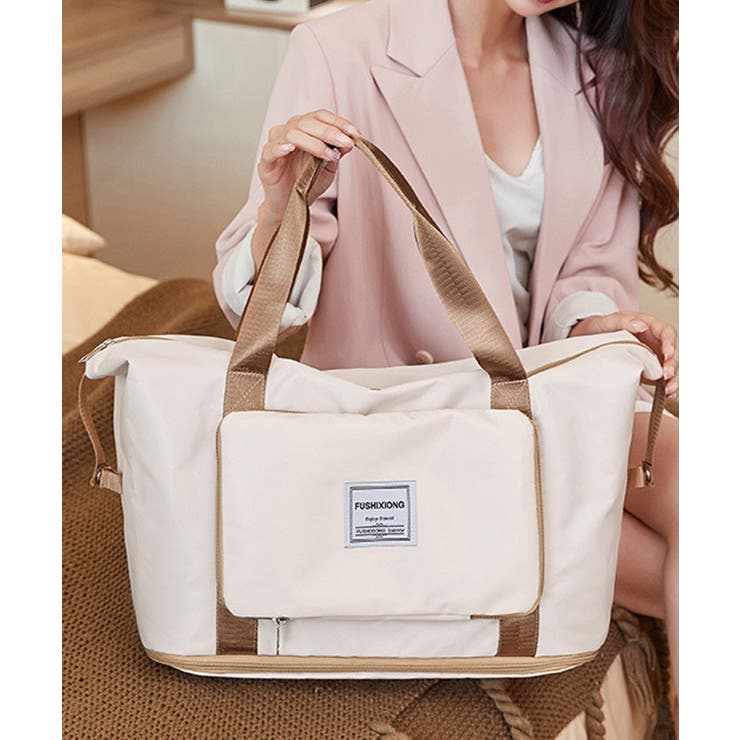 ホワイトxブラウン | 冬新作 大容量 ナイロン | LOVERS