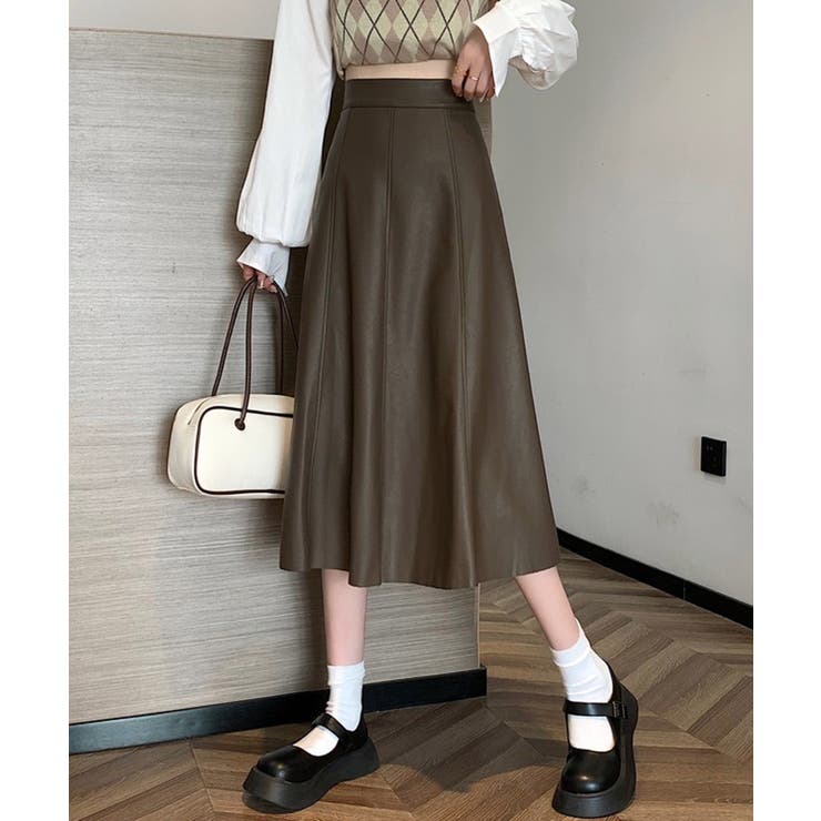 ブラウン | 冬新作 ハイウエスト フェイクレザー | LOVERS