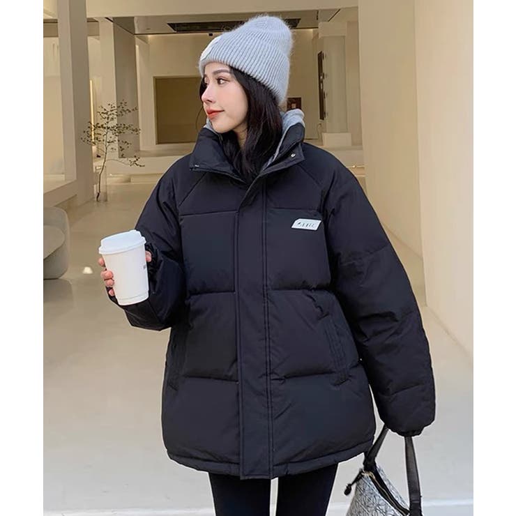 ブラック | 冬新作 ワンポイントロゴ 中綿 | LOVERS