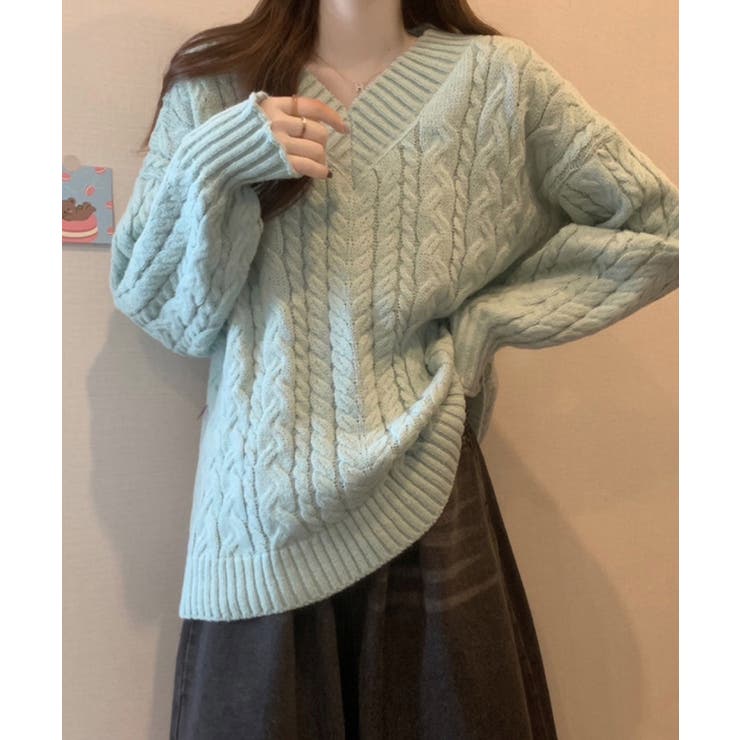 冬新作 Vネック ケーブル編みニット | LOVERS | 詳細画像21 