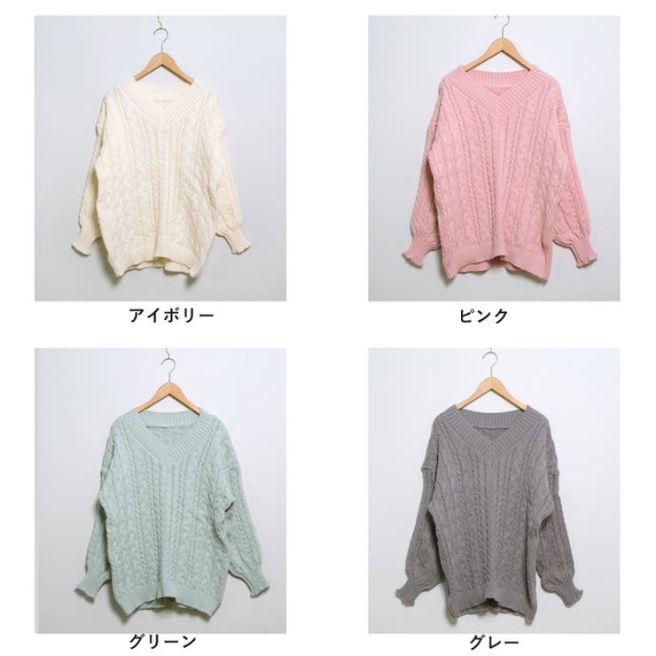 冬新作 Vネック ケーブル編みニット | LOVERS | 詳細画像33 