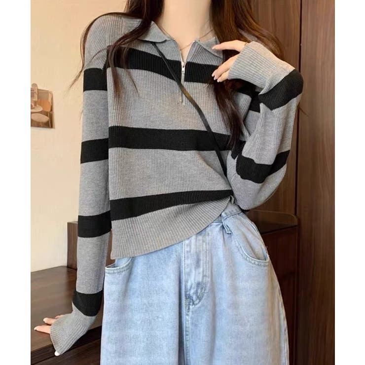 冬新作 ハーフジップ ボーダー | LOVERS | 詳細画像3 