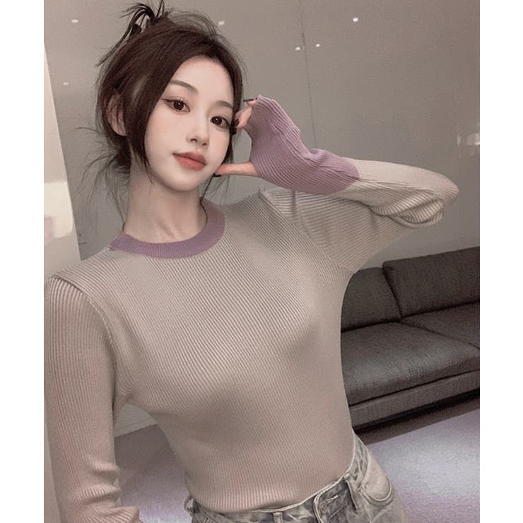 グレー | 冬新作 フィンガーホール 配色 | LOVERS