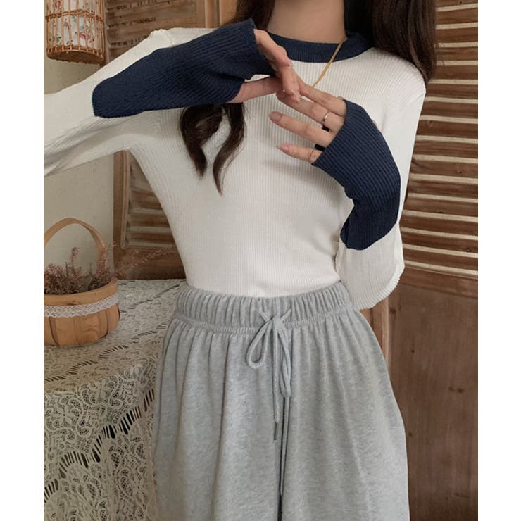 ホワイト | 冬新作 フィンガーホール 配色 | LOVERS