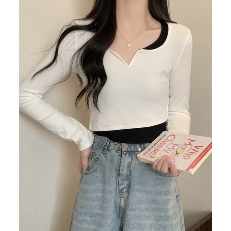 ホワイト | 冬新作 ショート丈 レイヤード風 | LOVERS