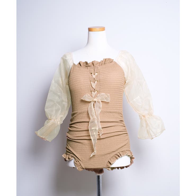 冬新作 シースルーパフスリーブ 長袖ワンピース水着 | LOVERS | 詳細画像9 