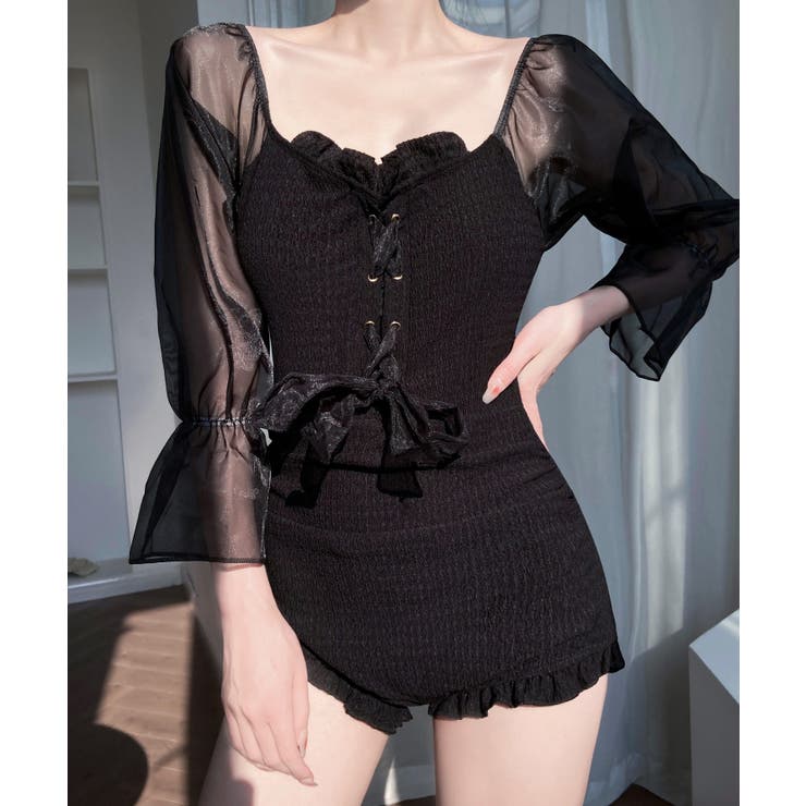 冬新作 シースルーパフスリーブ 長袖ワンピース水着 | LOVERS | 詳細画像5 