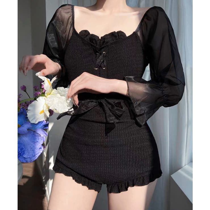 冬新作 シースルーパフスリーブ 長袖ワンピース水着 | LOVERS | 詳細画像6 