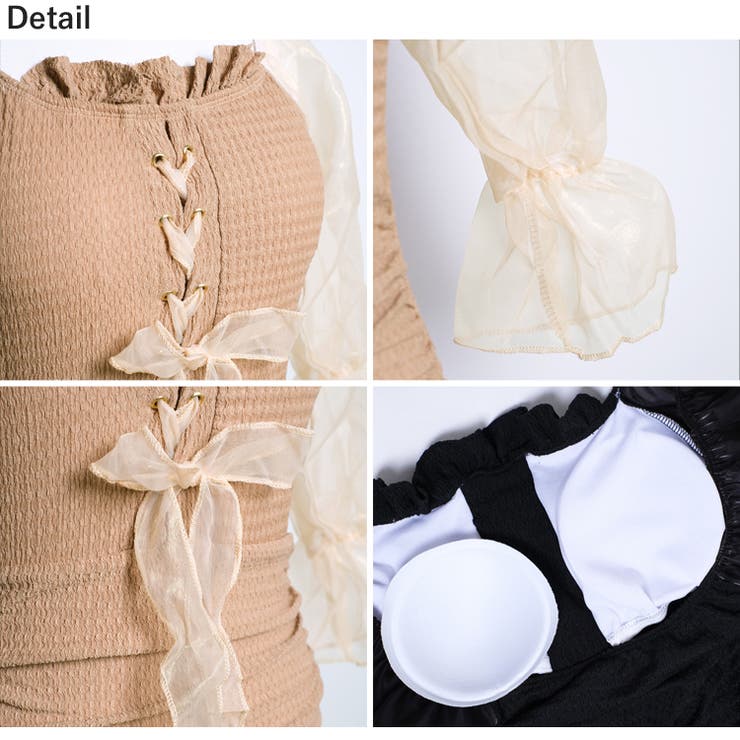 冬新作 シースルーパフスリーブ 長袖ワンピース水着 | LOVERS | 詳細画像18 