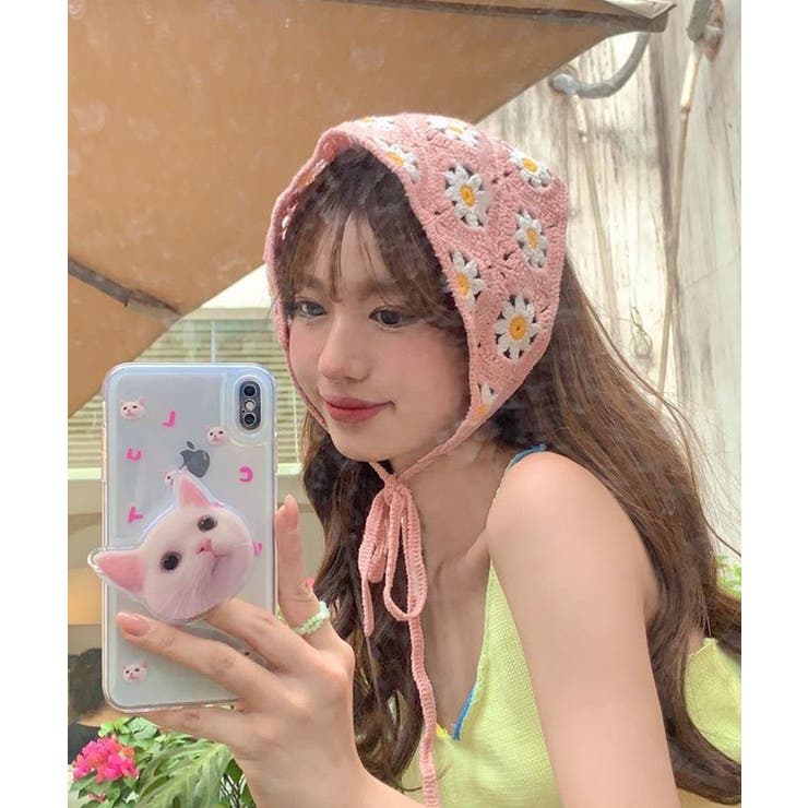 夏新作 花柄バブーシュカ クロシェヘアバンド[品番：JP000006541
