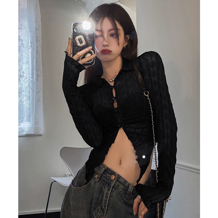 ブラック | 冬新作 ウェーブ シアーシースルー | LOVERS