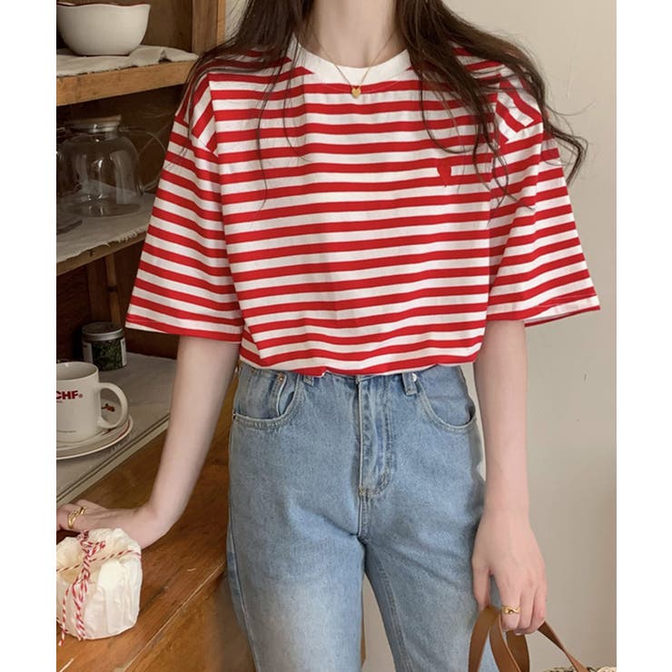 レッド | 冬新作 ハートロゴ クルーネック | LOVERS