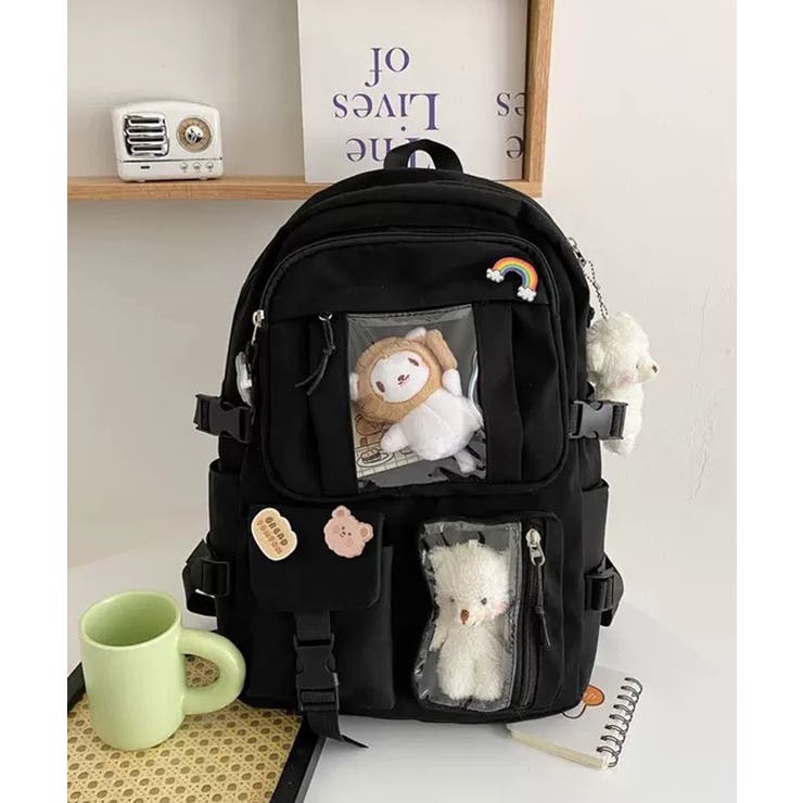 ブラック | 冬新作 大容量 クリアポケット付き | LOVERS