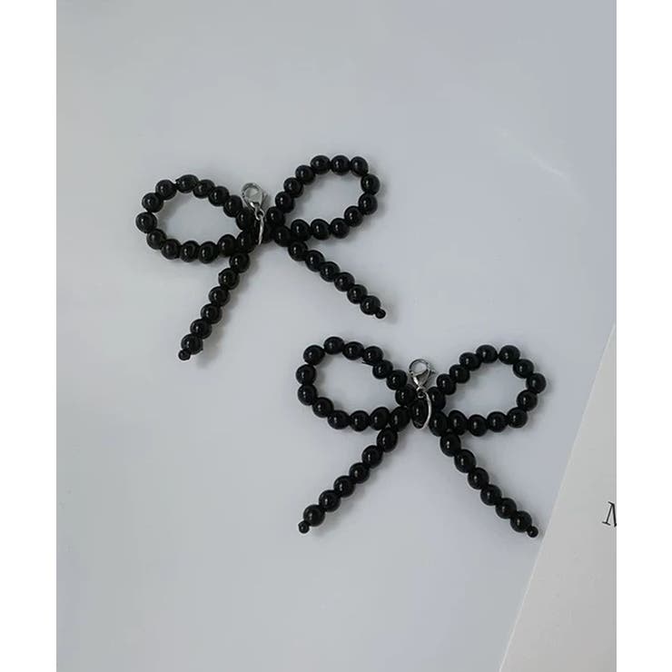 ブラック | 冬新作 フェイクパール ミニリボン | LOVERS