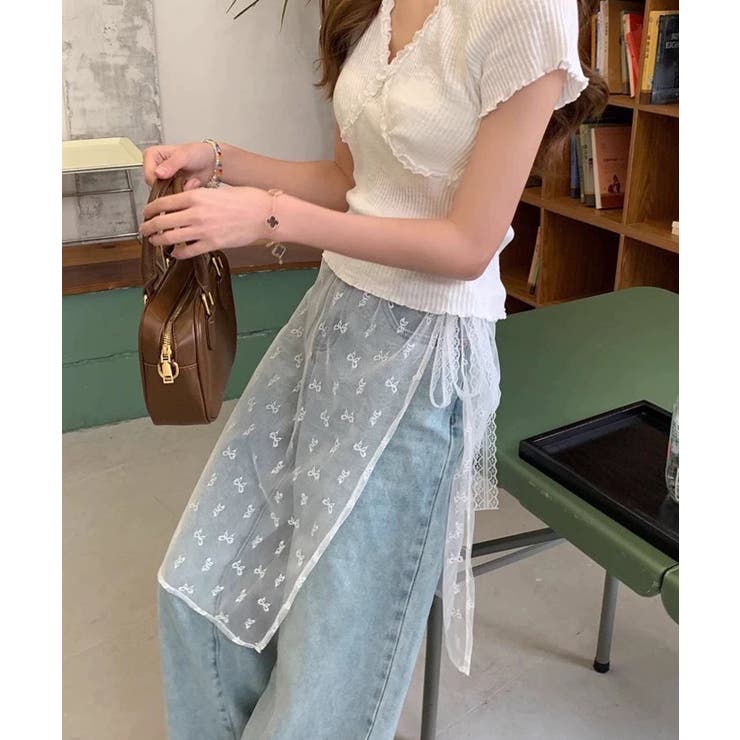 冬新作 リボン柄レース レイヤードラップスカート | LOVERS | 詳細画像2 