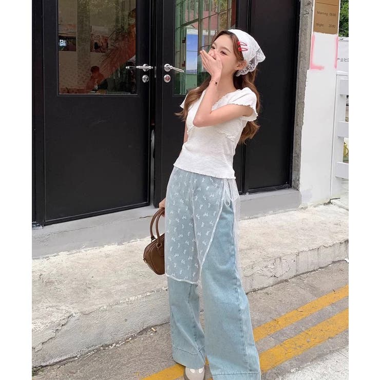 冬新作 リボン柄レース レイヤードラップスカート | LOVERS | 詳細画像4 