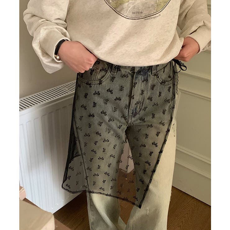 冬新作 リボン柄レース レイヤードラップスカート | LOVERS | 詳細画像12 