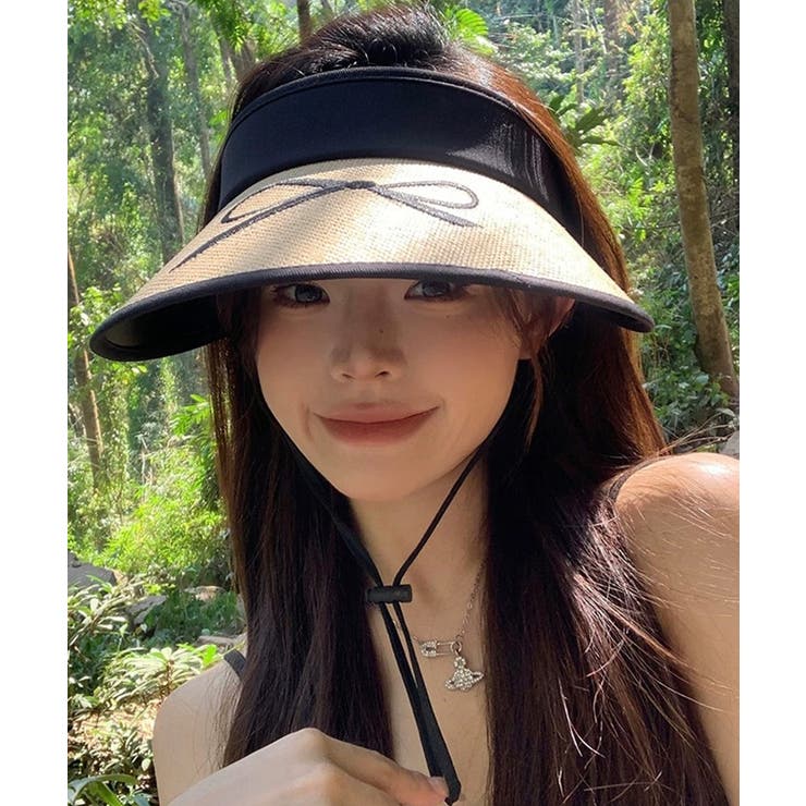 アイボリー | 冬新作 リボン刺繍 ストローハット | LOVERS