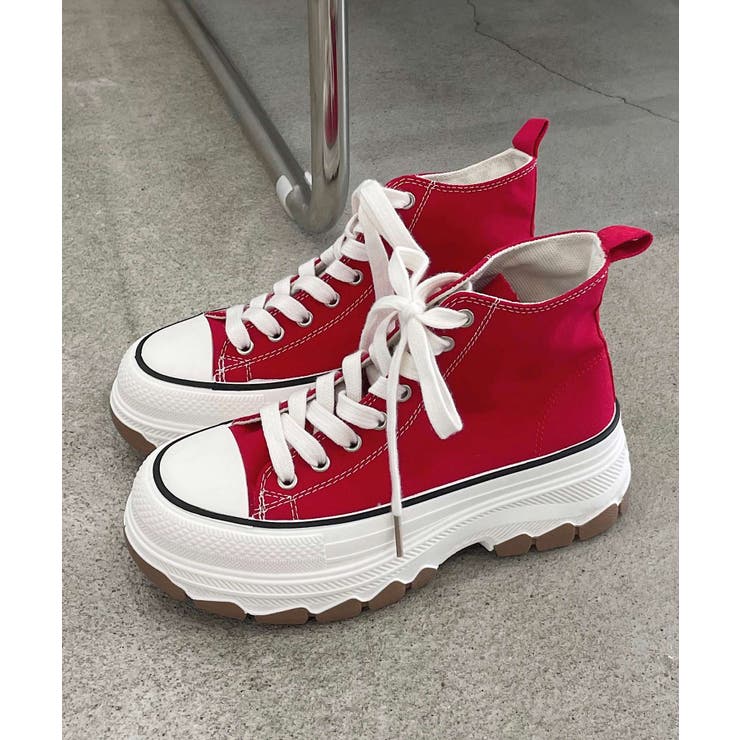 レッド | 冬新作 ボリュームソール キャンバス | LOVERS