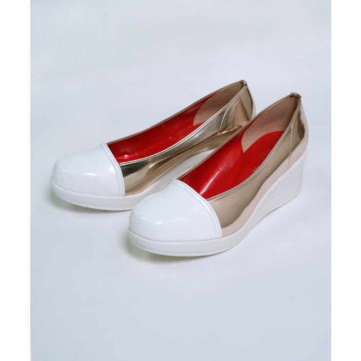 冬新作 日本製ウェッジソールバイカラーパンプス日本製 厚底 | LOVERS | 詳細画像13 