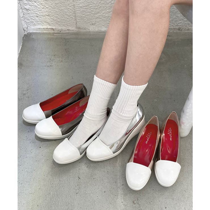 冬新作 日本製ウェッジソールバイカラーパンプス日本製 厚底 | LOVERS | 詳細画像3 