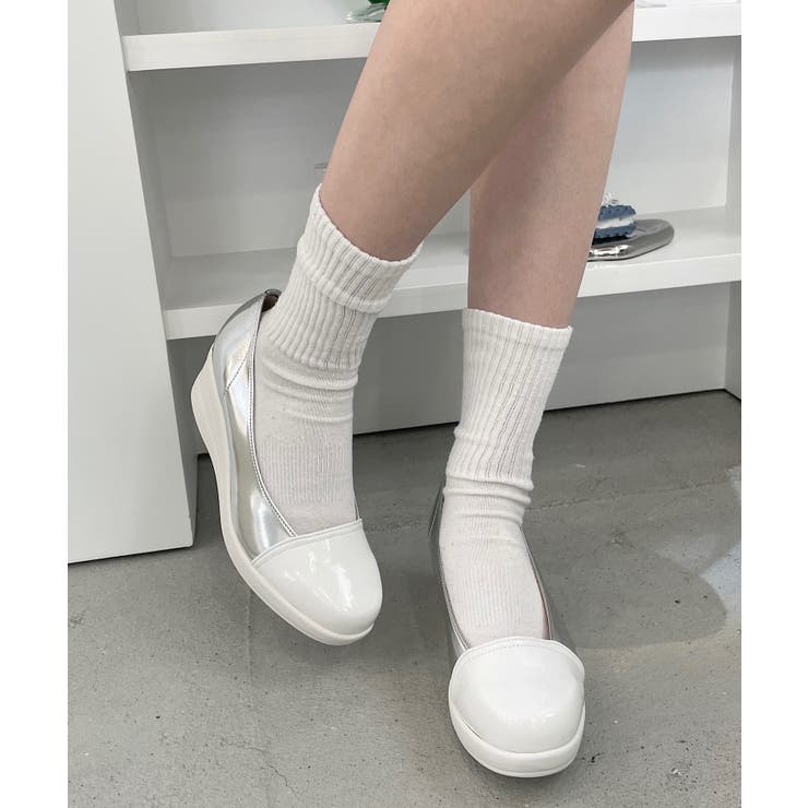 冬新作 日本製ウェッジソールバイカラーパンプス日本製 厚底 | LOVERS | 詳細画像6 