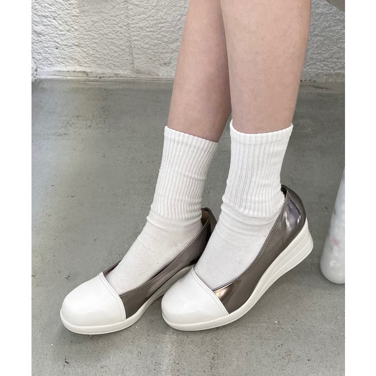 ガンメタ | 冬新作 日本製ウェッジソールバイカラーパンプス日本製 厚底 | LOVERS