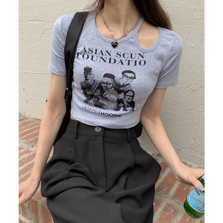 春新作 ショルダーカットアウト ショート丈チビTシャツ | LOVERS | 詳細画像4 
