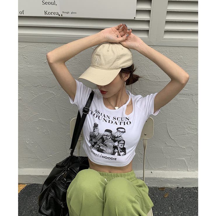 春新作 ショルダーカットアウト ショート丈チビTシャツ | LOVERS | 詳細画像9 