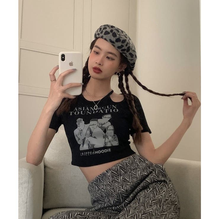 春新作 ショルダーカットアウト ショート丈チビTシャツ | LOVERS | 詳細画像13 