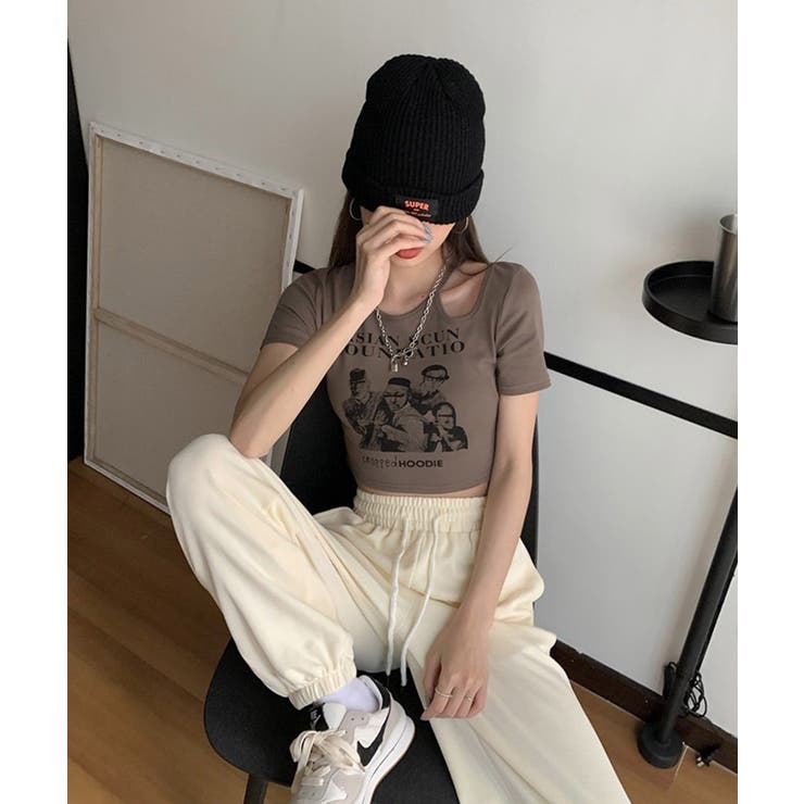 春新作 ショルダーカットアウト ショート丈チビTシャツ | LOVERS | 詳細画像14 