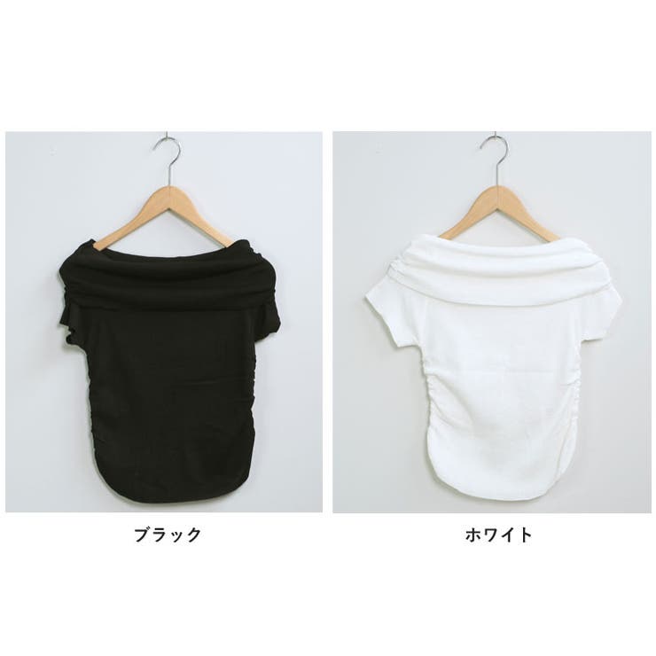 毛皮　オフショルダー 春新作 サイドギャザー オフショルダー[品番：JP000006778