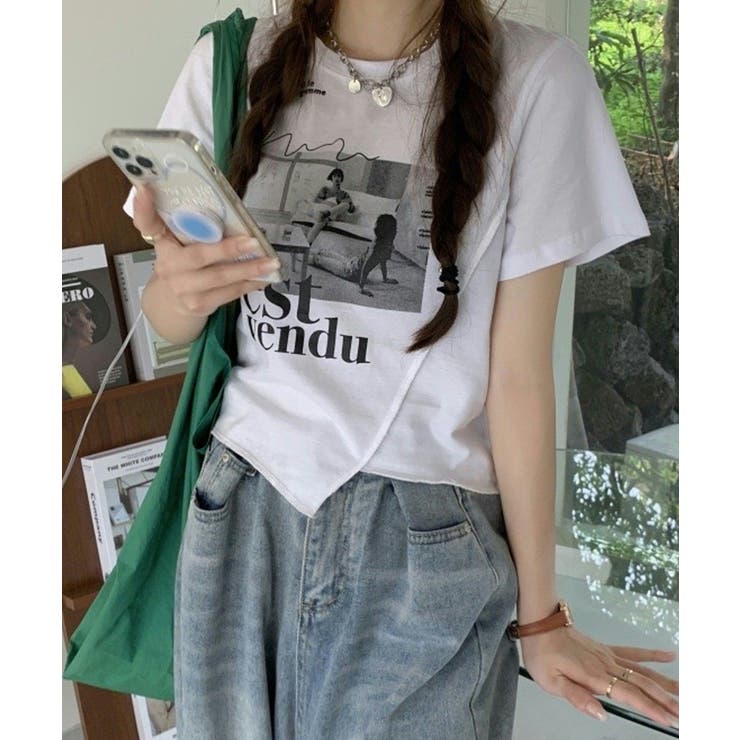 ホワイト | 冬新作 フォトプリント アシンメトリー | LOVERS