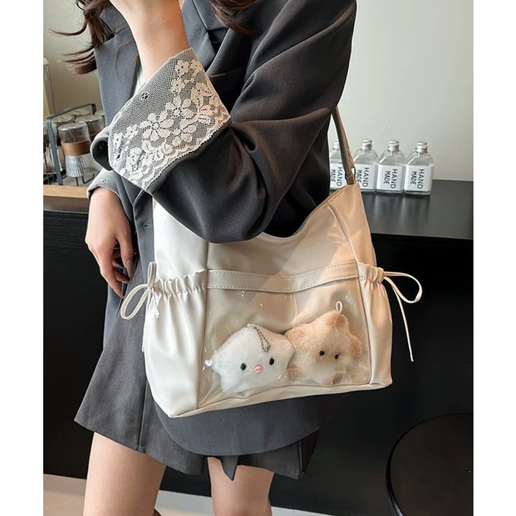 ホワイト | 冬新作 サイドリボン クリアポケット付き | LOVERS