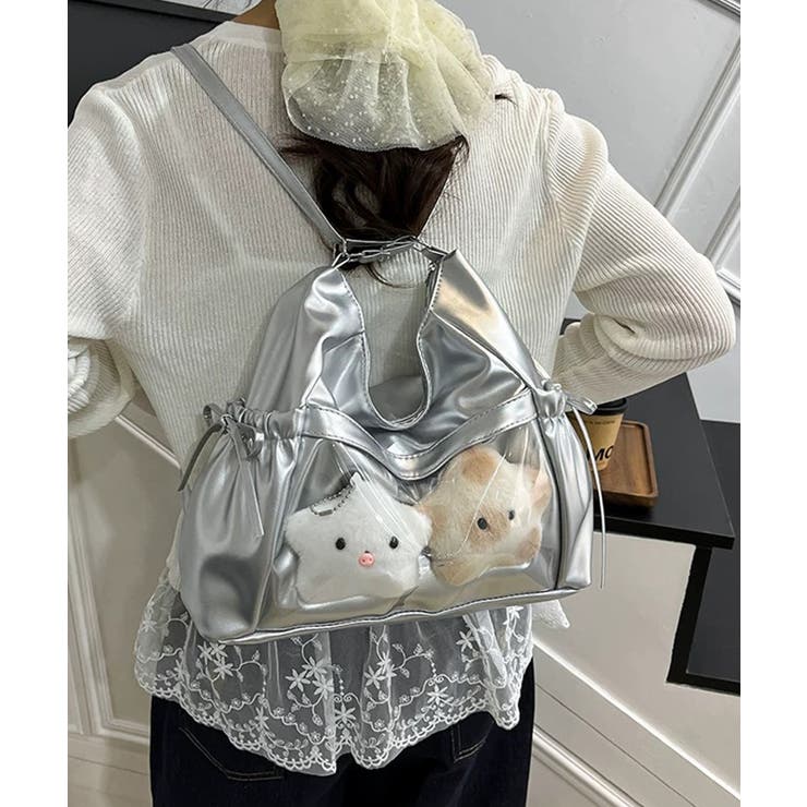 シルバー | 冬新作 サイドリボン クリアポケット付き | LOVERS