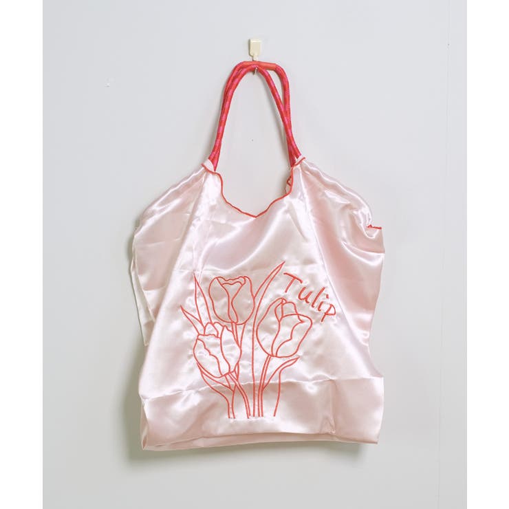 【クロスステッチ❤︎本革持ち手トートバッグ】ハンドメイド　サモイロフ　チューリップ クロスステッチ❤︎本革持ち手トートバッグ】ハンドメイド