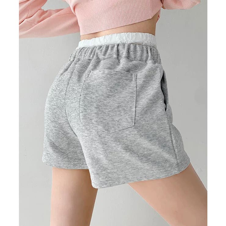 冬新作 レースレイヤード風 スウェットショートパンツブロケットコア | LOVERS | 詳細画像3 