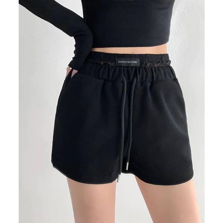 冬新作 レースレイヤード風 スウェットショートパンツブロケットコア | LOVERS | 詳細画像5 